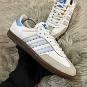Adidas Samba – White/Light Blue/Gum – Pre-Loved